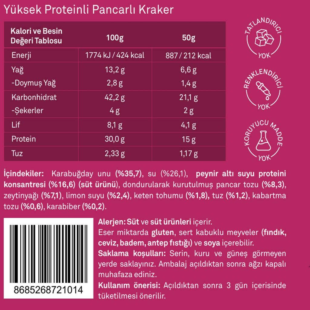 Yüksek Proteinli Pancarlı Kraker 3'lü Paket