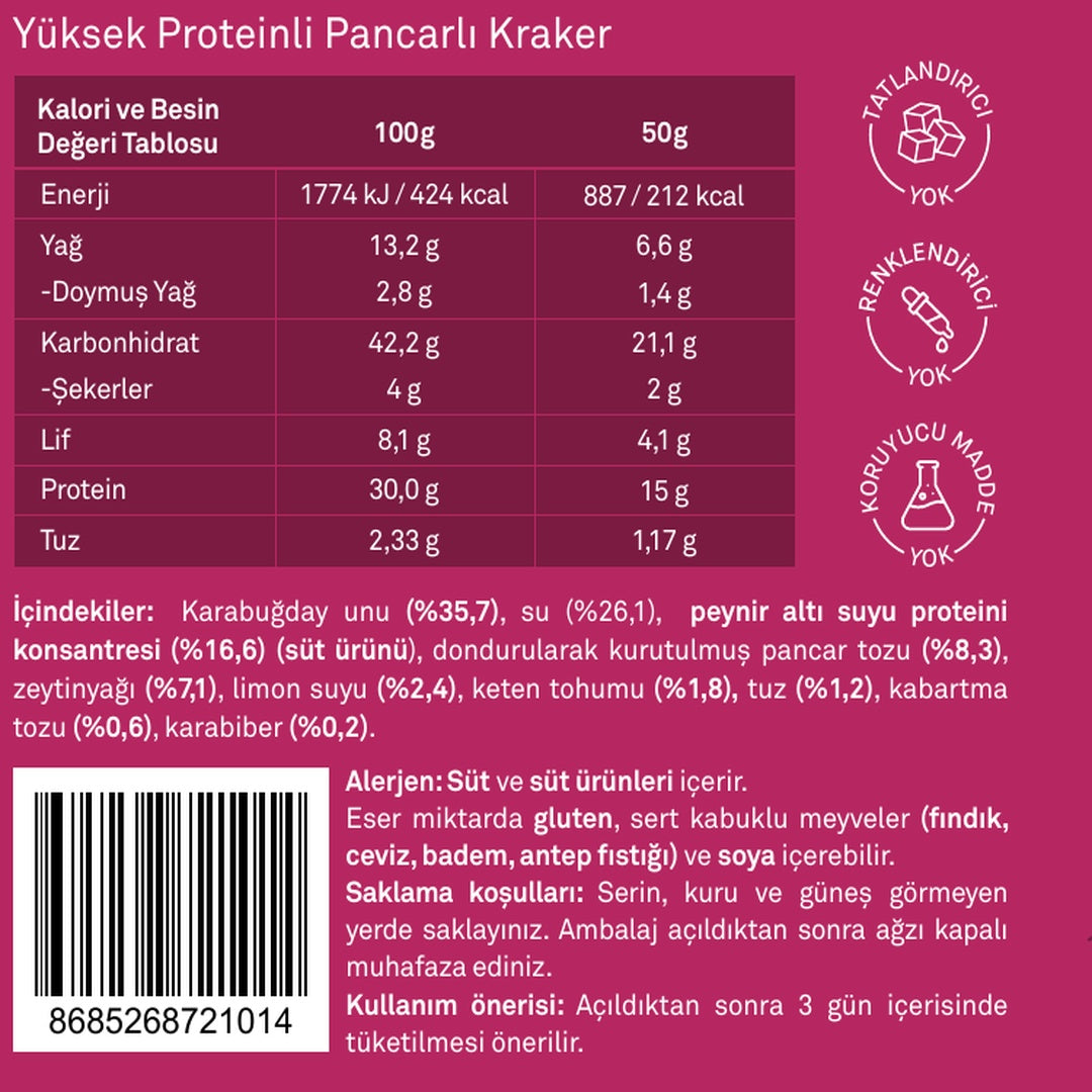 Yüksek Proteinli Pancarlı Kraker 3'lü Paket